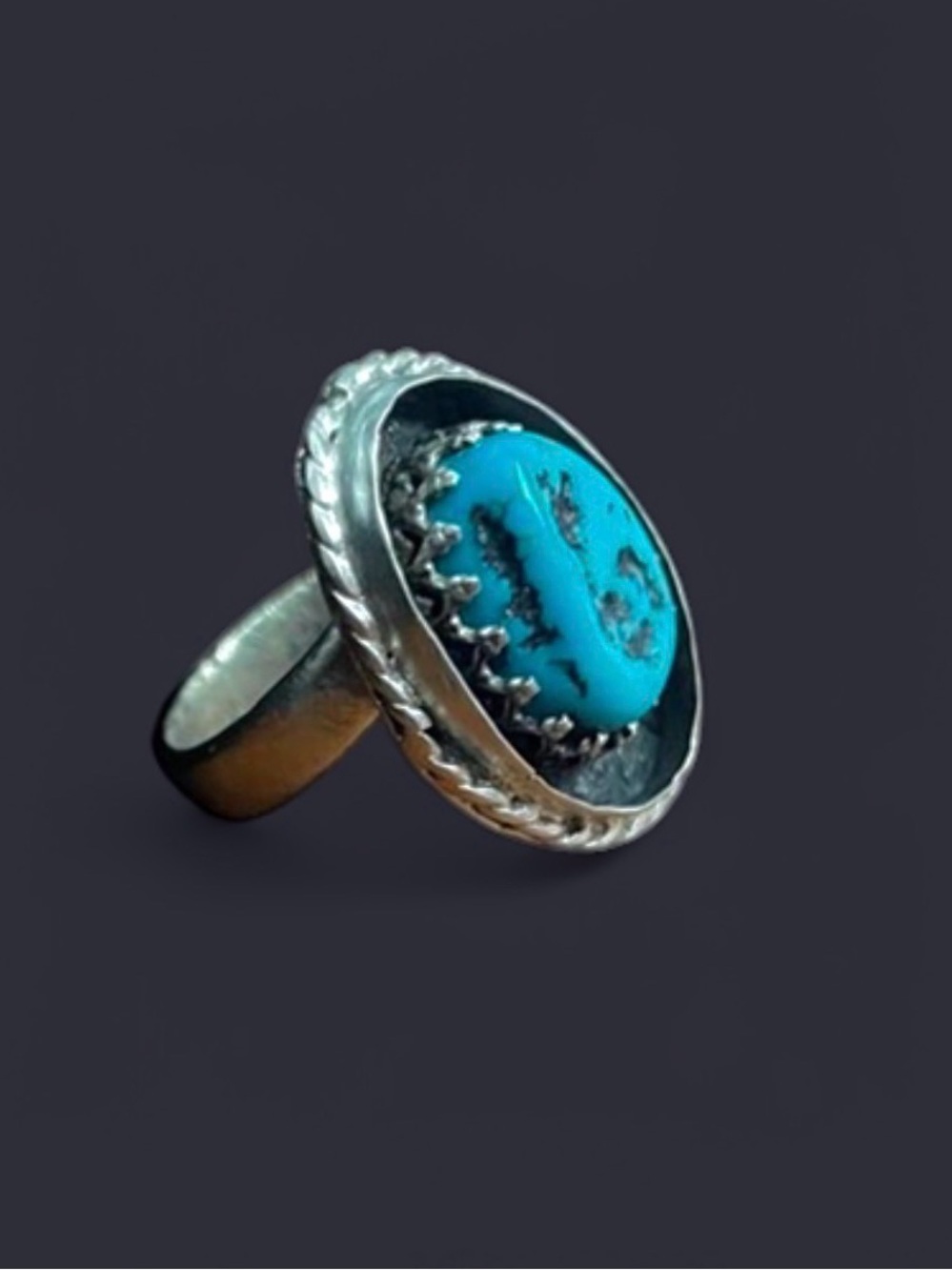 Campitos Turquoise Shadow Box Ring in Sterling Silver | Size 7.5